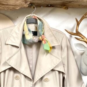 Artisan silk vintage scarf/neck wrap w abstract pastel pattern